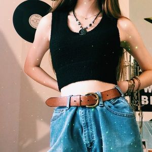 Cropped Black Tank Top